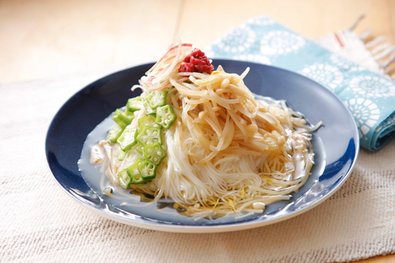 黒豆もやしとえのきのさっぱり素麺