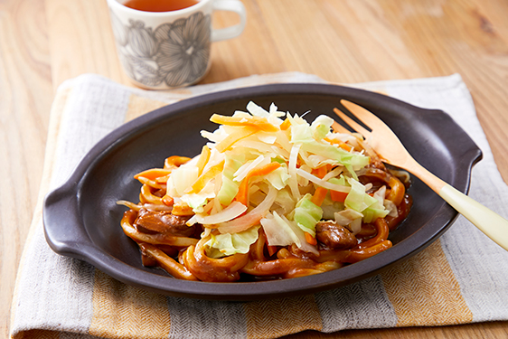 バターカレーうどんの野菜がけ