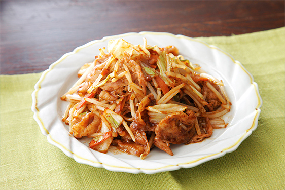 カット野菜と豚バラの豆鼓醤炒め