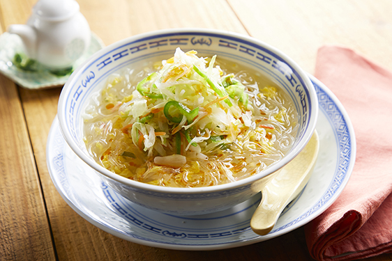 春雨スープ＋レンチンサラダピーマン