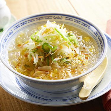 春雨スープ＋レンチンサラダピーマン