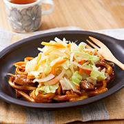 バターカレーうどんの野菜がけ