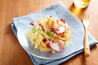 カット野菜とたこの和風冷パスタ