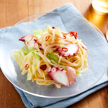 カット野菜とたこの和風冷パスタ